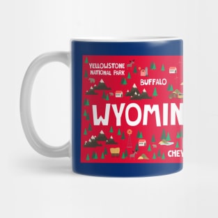 Wyoming State USA Illustrated Map Mug